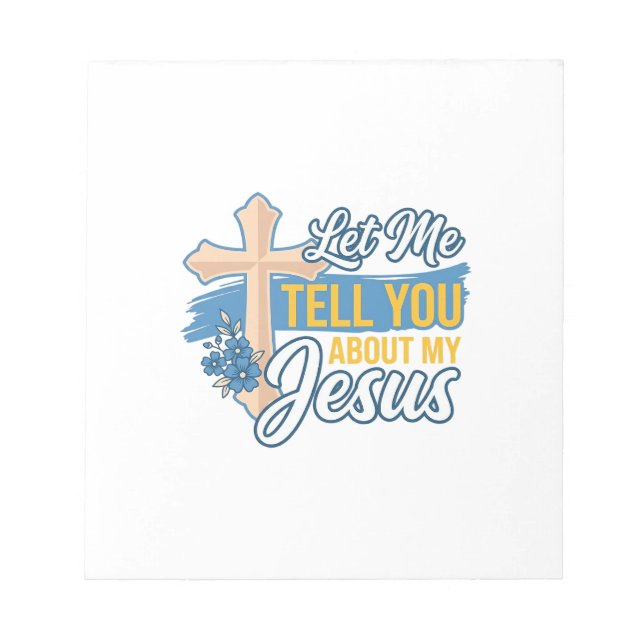 Bloco De Notas Deixe-me contar sobre a minha camiseta cristã Jesu (Frente)