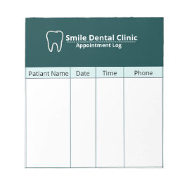 Bloco De Notas Dental Appointment Log Sheet for Clinics
