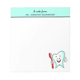 Bloco De Notas Dente feliz com cuidado dentário com escova de den