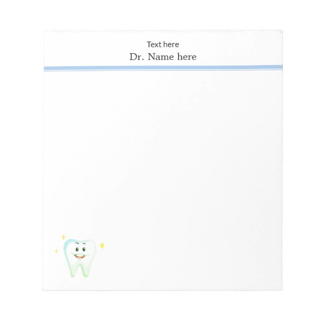 Bloco De Notas Dentista Simples Dente Feliz Moderno (Frente)