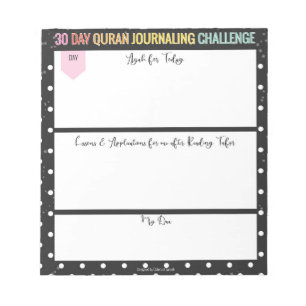Bloco De Notas Desafio do diário Quran de 30 dias