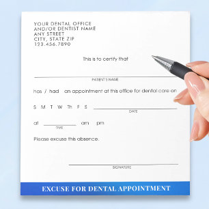 Bloco De Notas Desculpa Personalizada para Consulta Odontológica