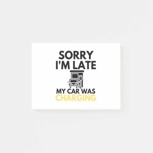 Bloco De Notas Desculpe, estou atrasado, meu carro estava carrega (Frente)