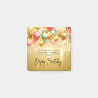 Bloco De Notas Desejos de Aniversário Dourado