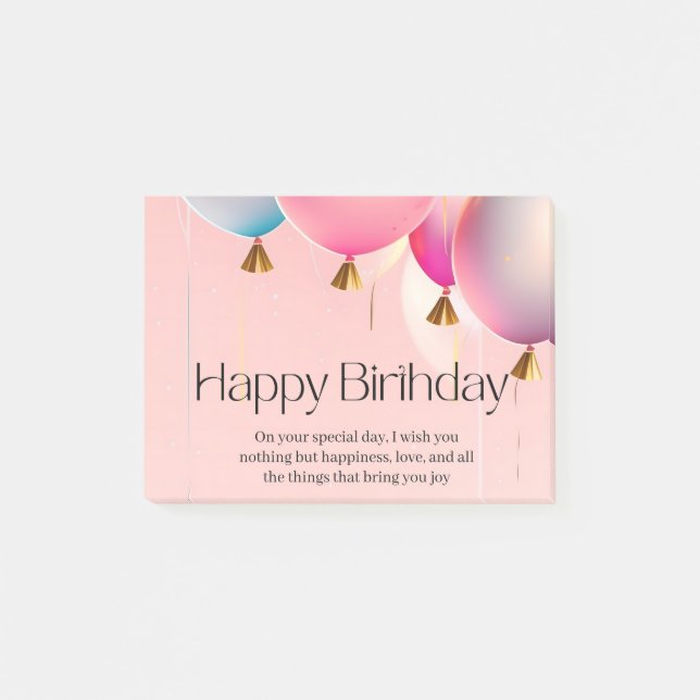 Bloco De Notas Desejos de Aniversário Rosa (Frente)