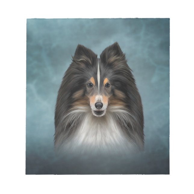 Bloco De Notas Desenho Cão Shetland Sheepdog, Sheltie (Frente)
