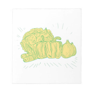 Bloco De Notas Desenho da cebola do capsicum de Brocolli
