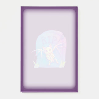 Bloco De Notas Desenho de Bat Skeleton RIP Gravestone Halloween