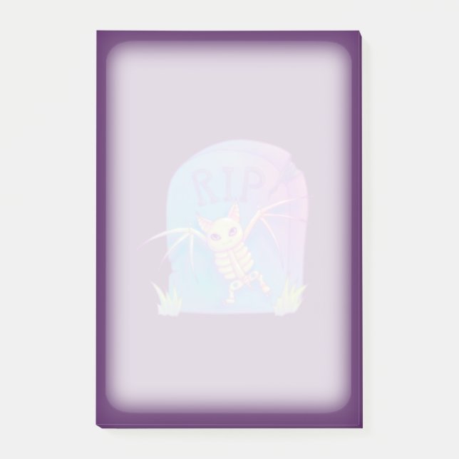 Bloco De Notas Desenho de Bat Skeleton RIP Gravestone Halloween (Frente)