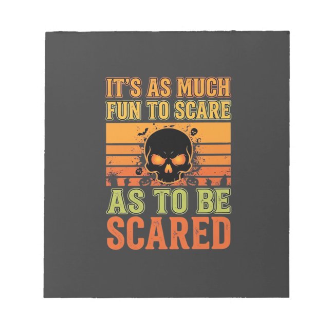 Bloco De Notas Desenho de Caveira Assustadora de Halloween Retrô_ (Frente)