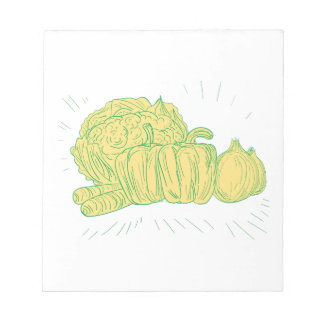 Bloco De Notas Desenho de Cebola de Capsicum Brocolli
