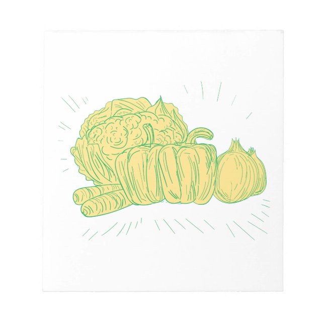 Bloco De Notas Desenho de Cebola de Capsicum Brocolli (Frente)