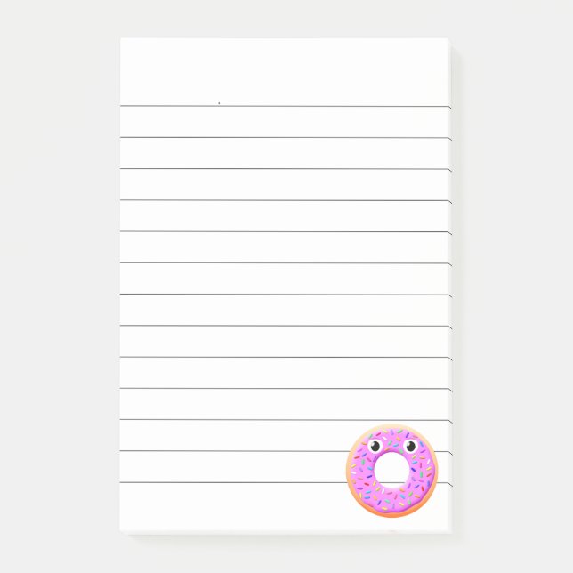 Bloco De Notas Desenho de Donut Com Olhos e Confeitos Lote 4x6 (Frente)