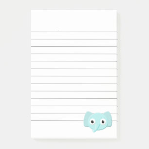 Bloco De Notas Desenho de Elefante Azul Bebê em Linhas