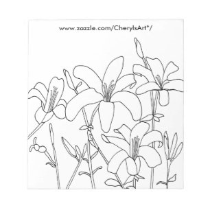 Bloco De Notas Desenho de Estrutura de Tópicos Flores de Lily Col
