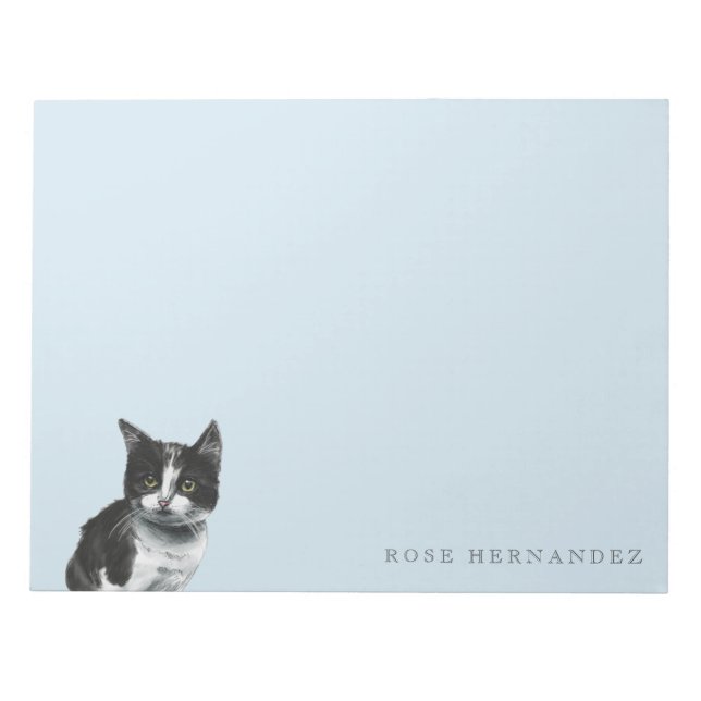 Bloco De Notas Desenho de gatinho preto e branco (Frente)