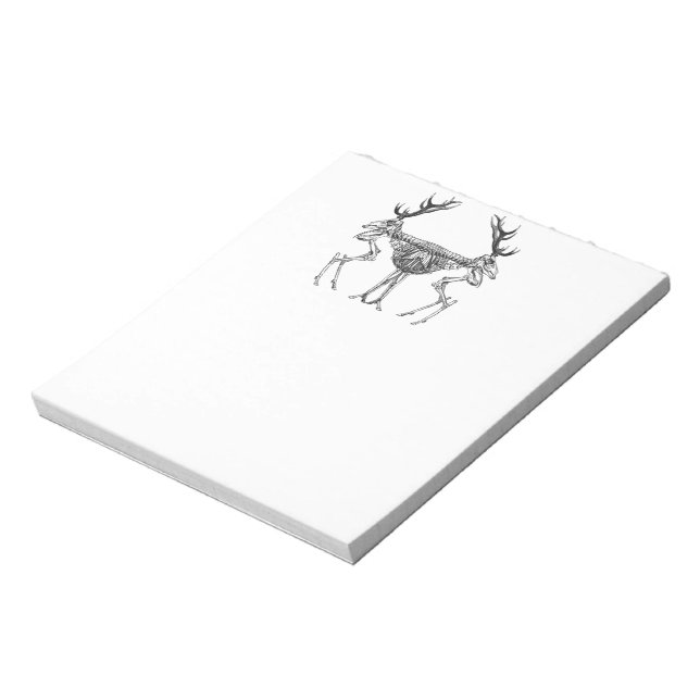 Bloco De Notas Desenho de rena de esqueleto de safra (Invertido)