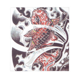 Bloco De Notas Desenho de Tatuagem Koi Vermelho