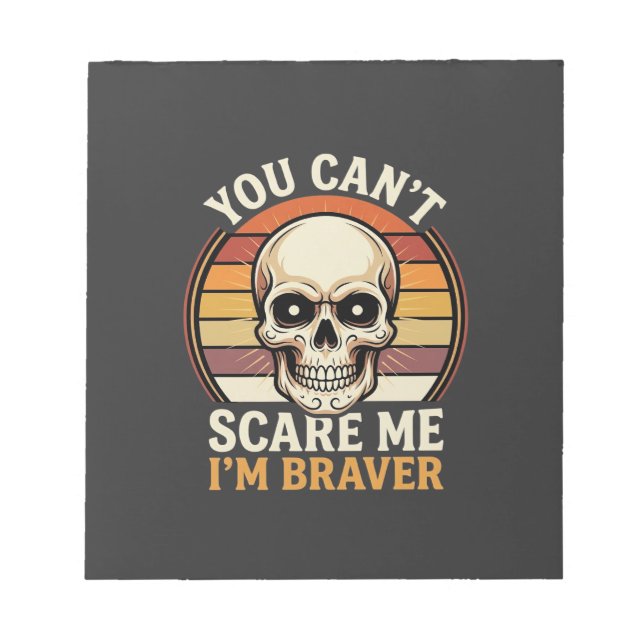 Bloco De Notas Desenho de terror retrô de crânio de Halloween mai (Frente)