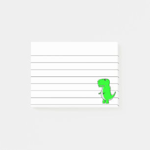 Bloco De Notas Desenho Dinossauro Verde Vinculado 4x3