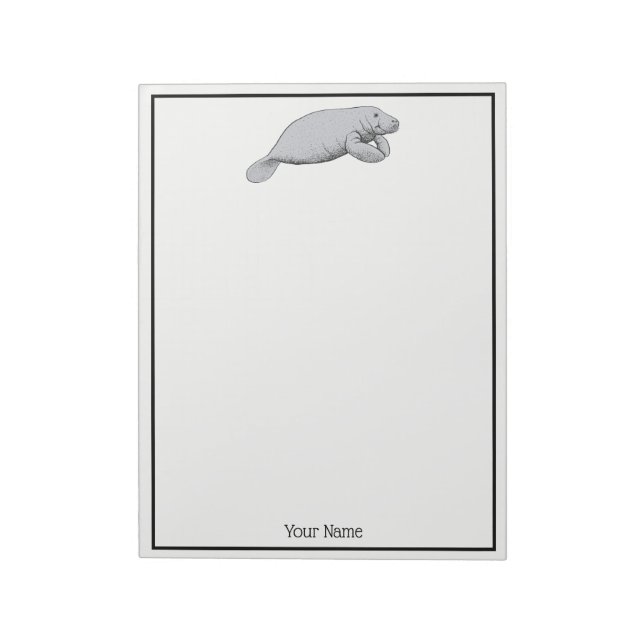 Bloco De Notas Desenho do Vintage Manatee (Invertido)