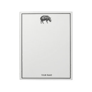 Bloco De Notas Desenho em Preto e Branco de Javali Antigo