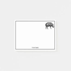 Bloco De Notas Desenho em Preto e Branco de Javali Antigo