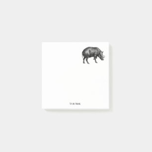 Bloco De Notas Desenho em Preto e Branco de Javali Antigo