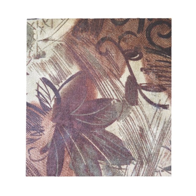 Bloco De Notas Desenho Floral Marrom Abstrato 1 (Frente)