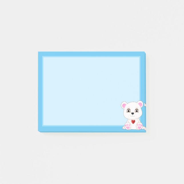 Bloco De Notas Desenho fofo de urso polar em azul claro (Frente)