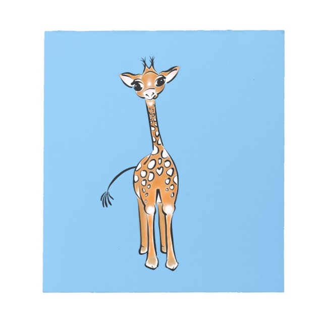 Bloco De Notas Desenho girafa bonito, animais safari (Frente)