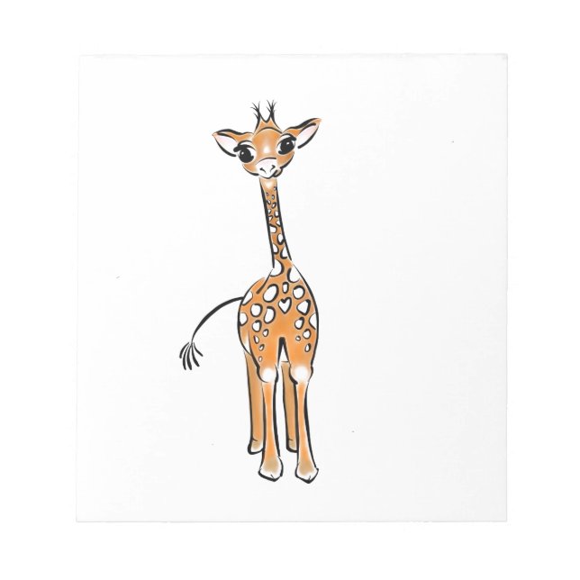 Bloco De Notas Desenho girafa bonito, animais safari (Frente)