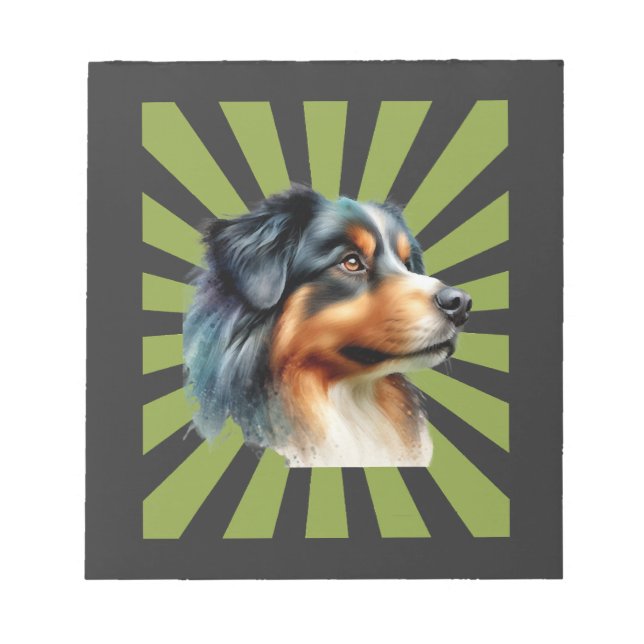 Bloco De Notas Desenho gráfico retro Border Collie Sunburst (Frente)