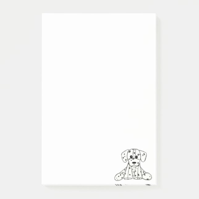 Bloco De Notas Desenho simples de um cão dalmata de pelúcia em pr (Frente)