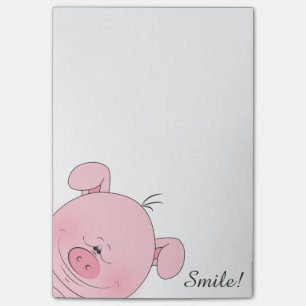 Bloco De Notas Desenhos animados cor-de-rosa alegres do porco