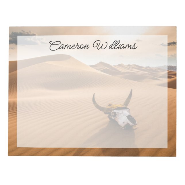 Bloco De Notas Desertos | Caveira de Vaca Dunas de Areia Ondulada (Frente)