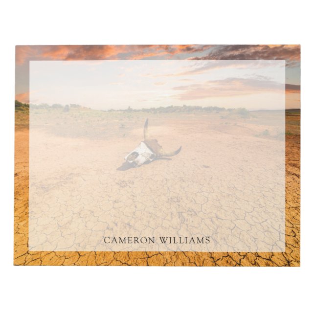 Bloco De Notas Desertos | Deserto com Crânio de Vaca (Frente)