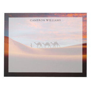 Bloco De Notas Desertos   Man & Camels in the Sand Dunes