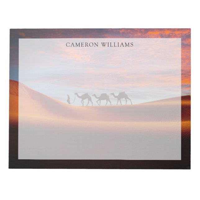Bloco De Notas Desertos | Man & Camels in the Sand Dunes (Frente)
