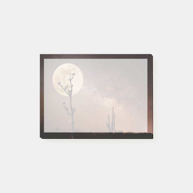 Bloco De Notas Desertos | Saguaro Cactus Com Aves No Deserto (Frente)