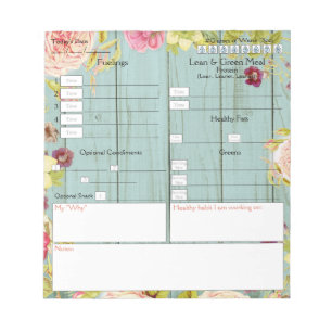 Bloco De Notas Design 5 e 1 Comida Floral e madeira Notepa