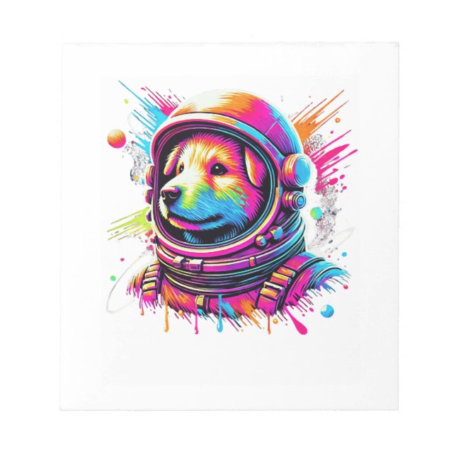 Bloco De Notas Design Amante de Cachorro Espacial (Frente)
