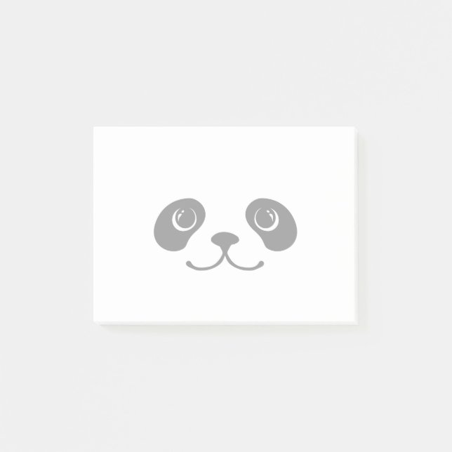 Bloco De Notas Design animal bonito da cara da panda preto e (Frente)