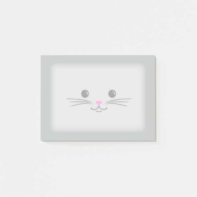 Bloco De Notas Design animal bonito da cara do gato de prata do (Frente)