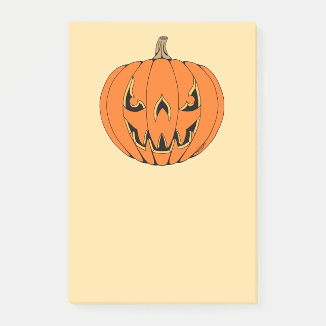 Bloco De Notas Design Assustador de Jack-o'-Lantern de Halloween (Frente)