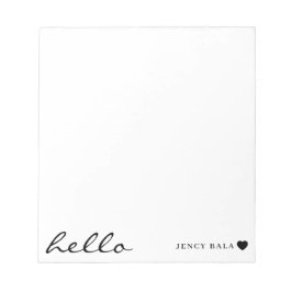 Bloco De Notas Design Branco Limpo Coração Minimalista Moderno