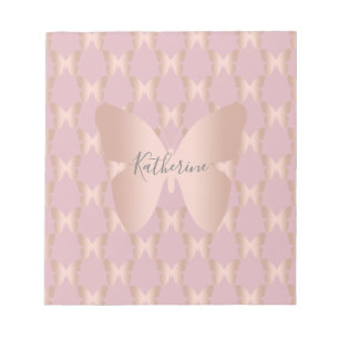 Bloco De Notas Design cor-de-rosa elegante e moderno da borboleta