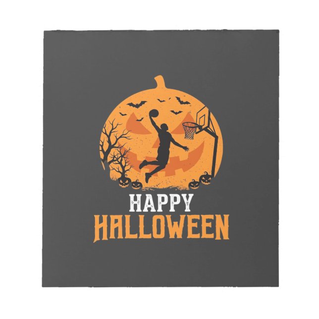 Bloco De Notas Design de Abóbora de Basquete no Halloween_1 (Frente)