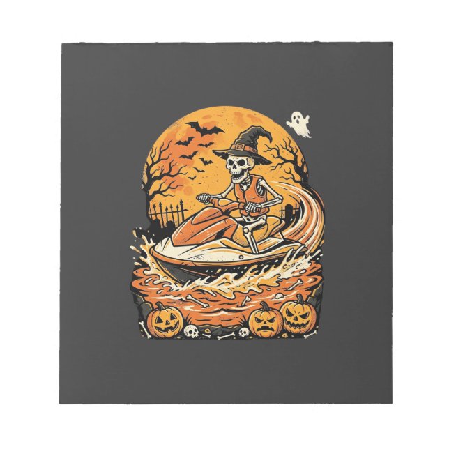 Bloco De Notas Design de Abóbora de Bruxa Esqueleto de Halloween  (Frente)