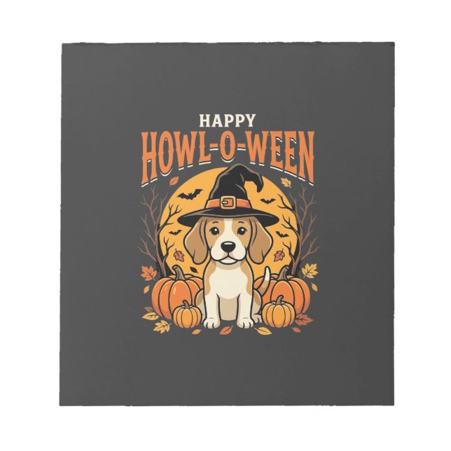 Bloco De Notas Design de abóbora de cachorro Beagle Halloween How (Frente)